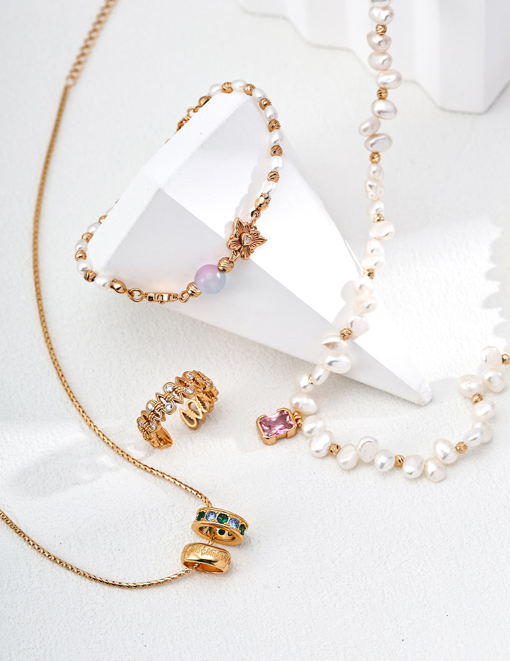 Colorful Floral Ring Necklace — Sterling Silver, 18K Gold Vermeil, cubic zirconia | SENLORE