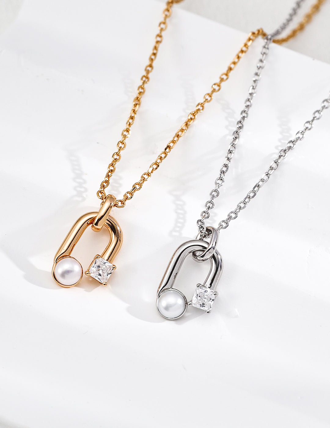 Minimal Pearl Necklace — Sterling Silver, 18K Gold Vermeil, natural freshwater pearl | SENLORE