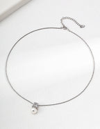 SENLORE Vintage Pearl Zircon Necklace – Side View