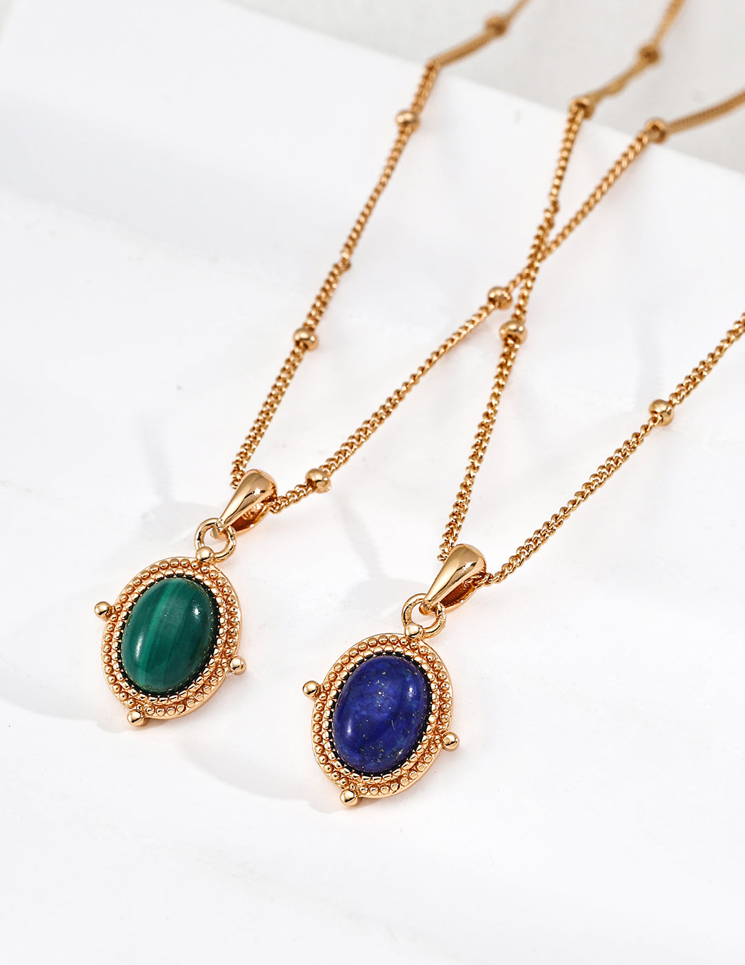 Court Vintage Necklace — Sterling Silver, 18K Gold Vermeil, malachite, lapis lazuli | SENLORE