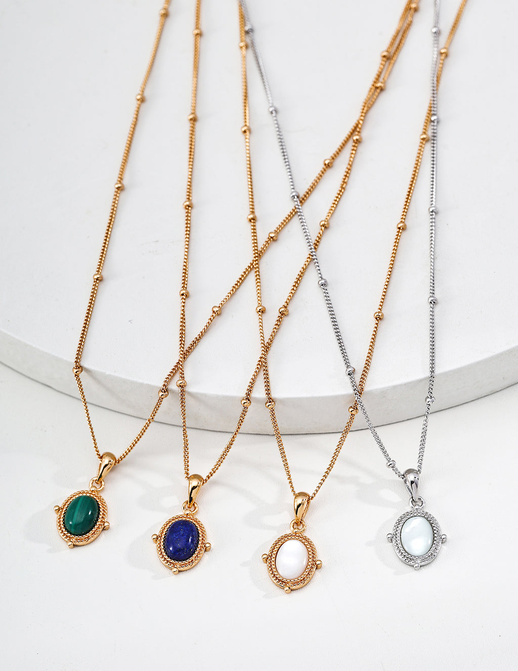Court Vintage Necklace — Sterling Silver, 18K Gold Vermeil, malachite, lapis lazuli | SENLORE