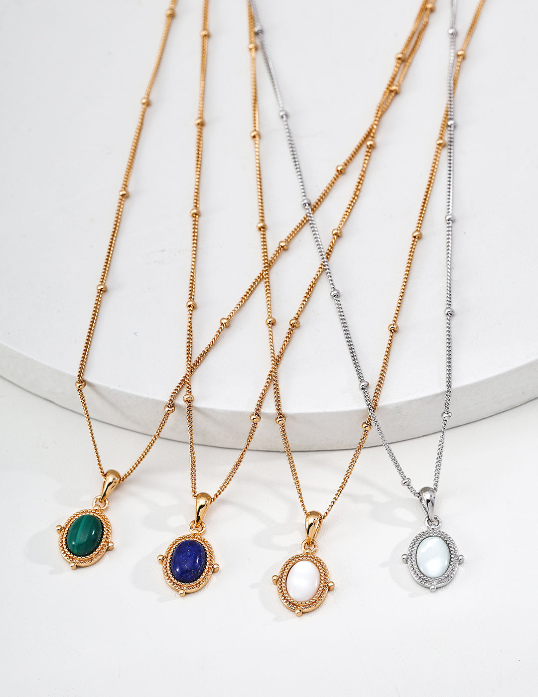 Court Vintage Necklace — Sterling Silver, 18K Gold Vermeil, malachite, lapis lazuli | SENLORE