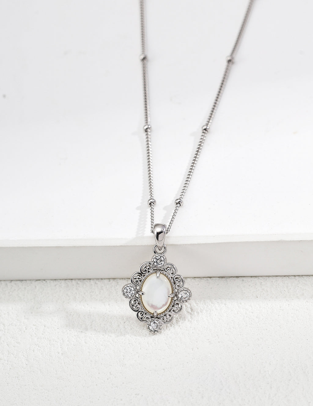 Gothic Lace Necklace — Sterling Silver, 18K Gold Vermeil, amethyst, mother-of-pearl | SENLORE