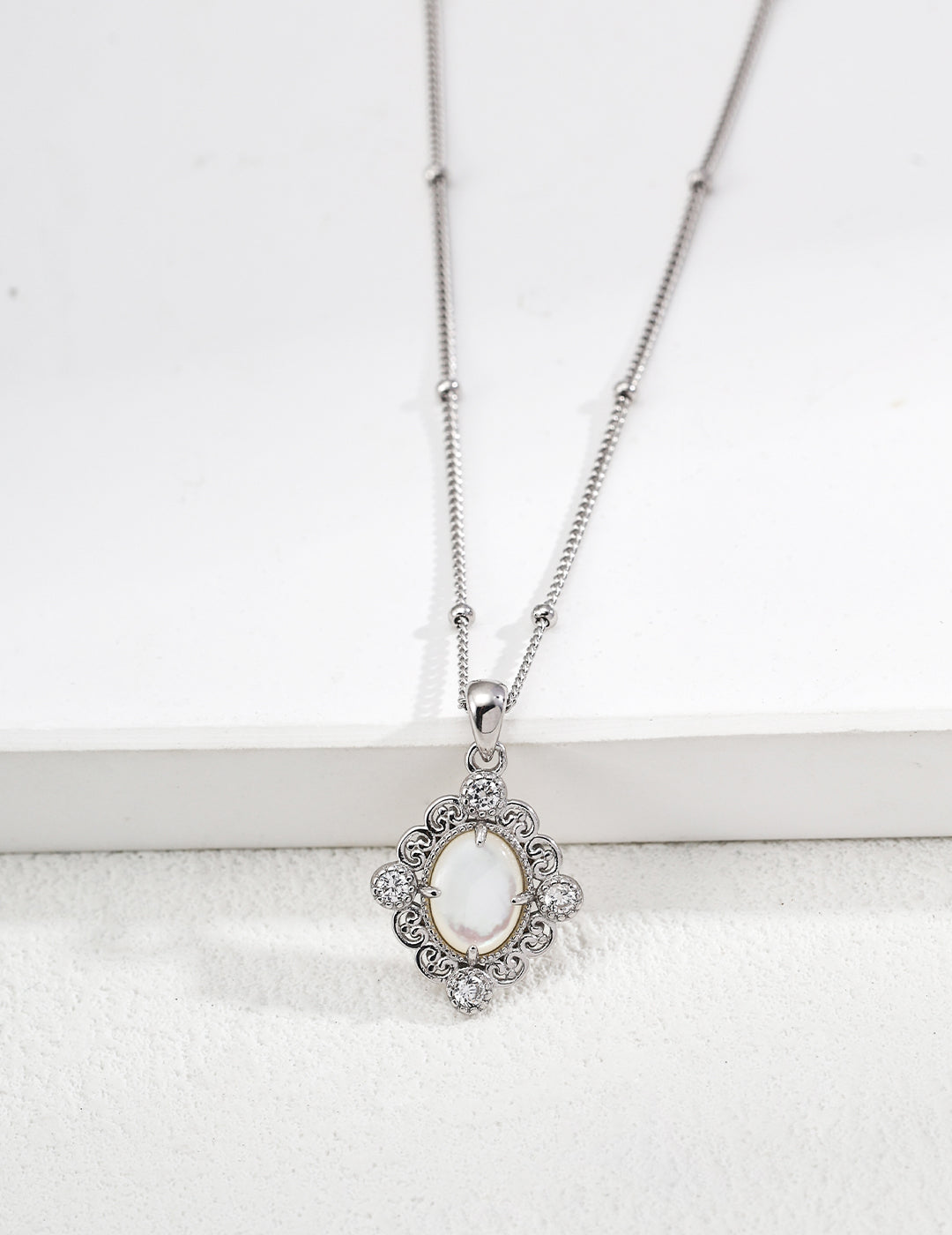 Gothic Lace Necklace — Sterling Silver, 18K Gold Vermeil, amethyst, mother-of-pearl | SENLORE