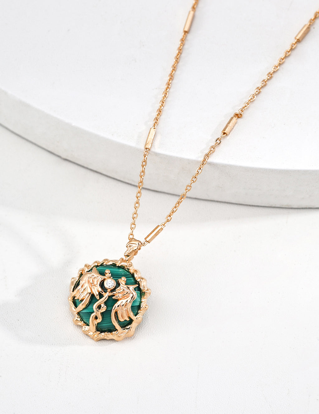Victory Flame Malachite Necklace — 18K Gold Vermeil, malachite, cubic zirconia | SENLORE