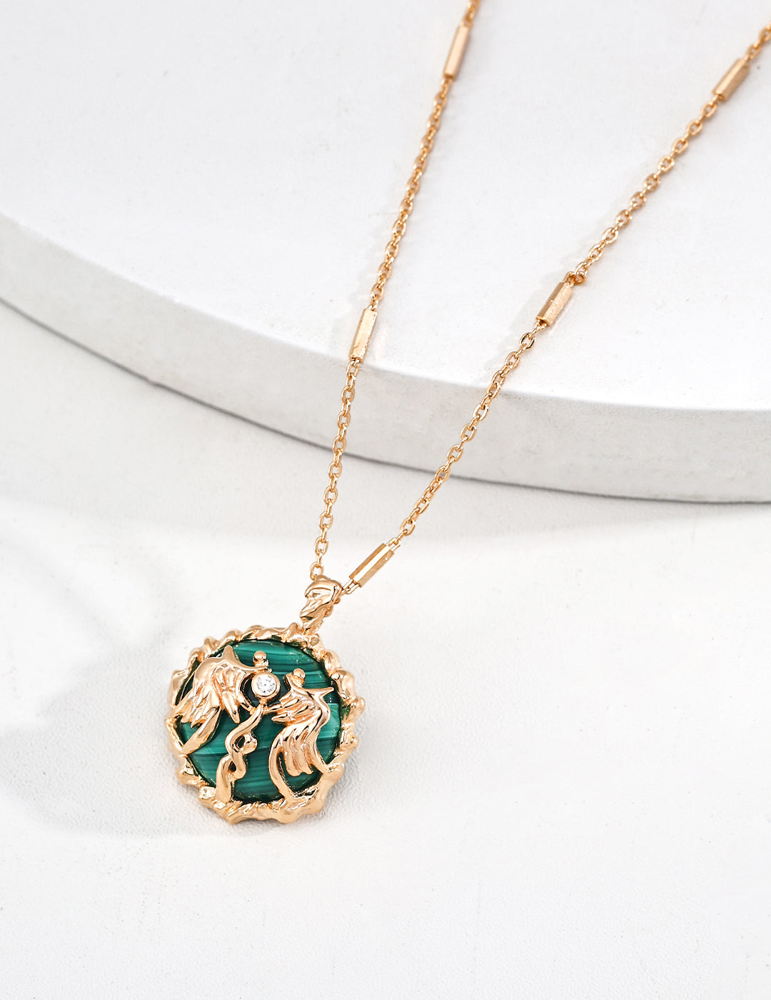 Victory Flame Malachite Necklace — 18K Gold Vermeil, malachite, cubic zirconia | SENLORE