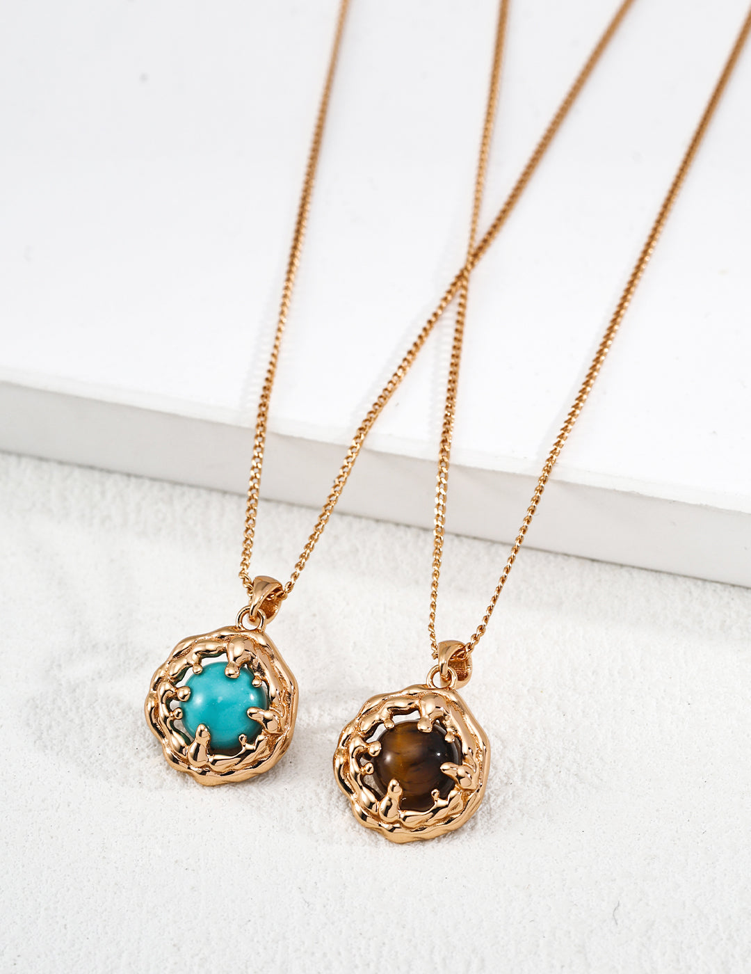 Coral Sea Turquoise Necklace — 18K Gold Vermeil, turquoise, tiger's eye | SENLORE