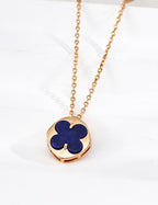 Four-Leaf Clover Lucky Necklace — Sterling Silver, mother-of-pearl, red agate, lapis lazuli | SENLORE