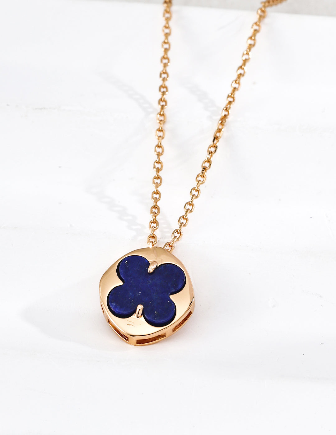 Four-Leaf Clover Lucky Necklace — Sterling Silver, mother-of-pearl, red agate, lapis lazuli | SENLORE