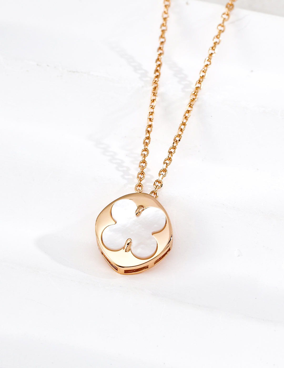 Four-Leaf Clover Lucky Necklace — Sterling Silver, mother-of-pearl, red agate, lapis lazuli | SENLORE
