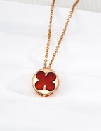 Four-Leaf Clover Lucky Necklace — Sterling Silver, mother-of-pearl, red agate, lapis lazuli | SENLORE