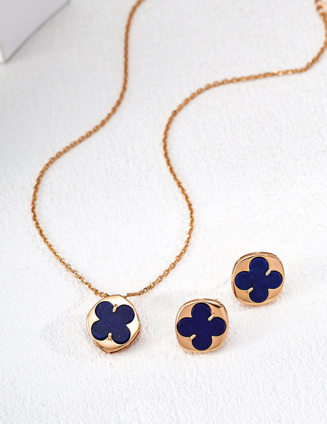 Four-Leaf Clover Lucky Necklace — Sterling Silver, mother-of-pearl, red agate, lapis lazuli | SENLORE