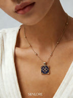 SENLORE Lapis Lazuli Zircon Necklace – Detail Close-up
