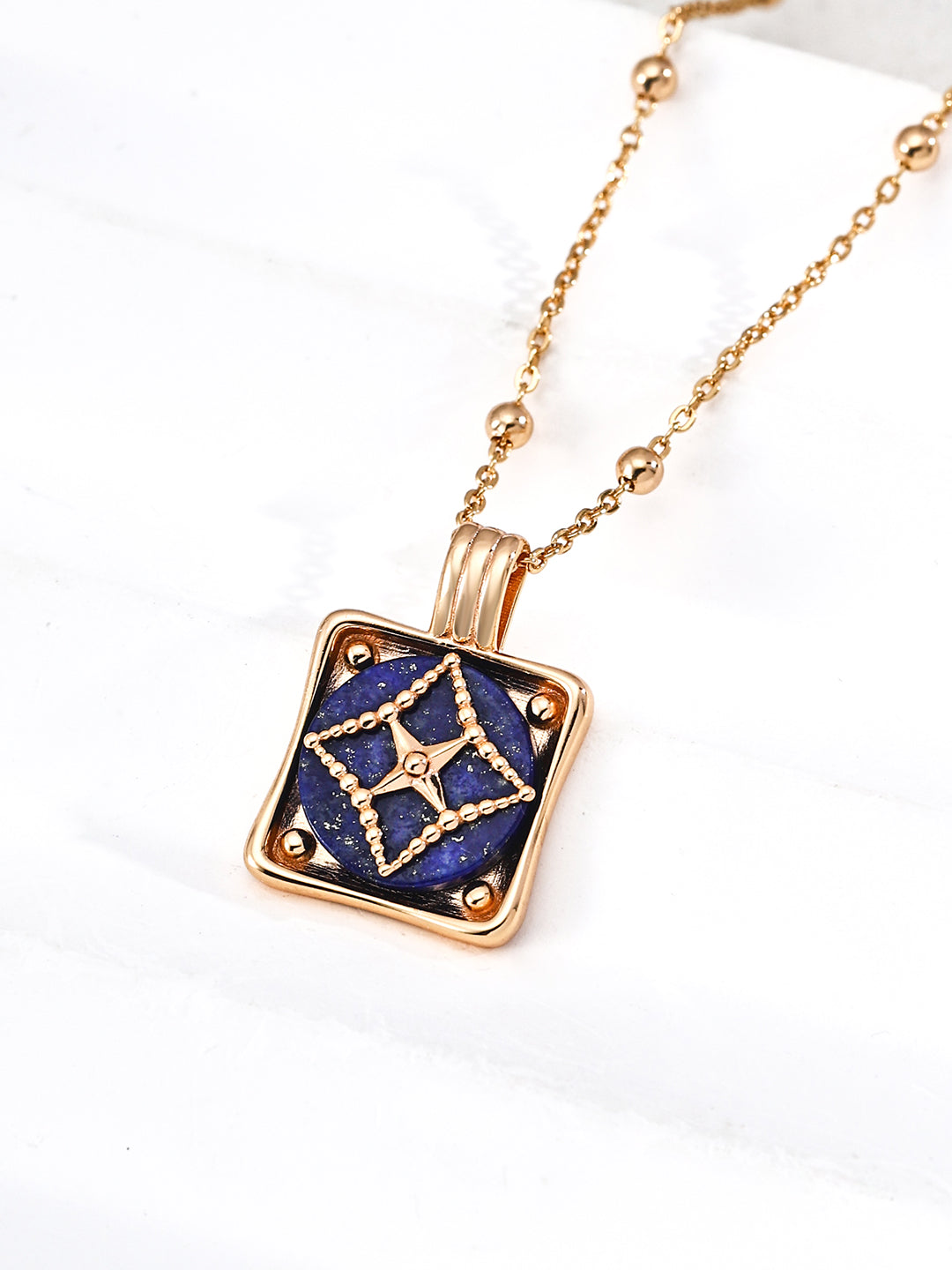 SENLORE Lapis Lazuli Zircon Necklace – Side View
