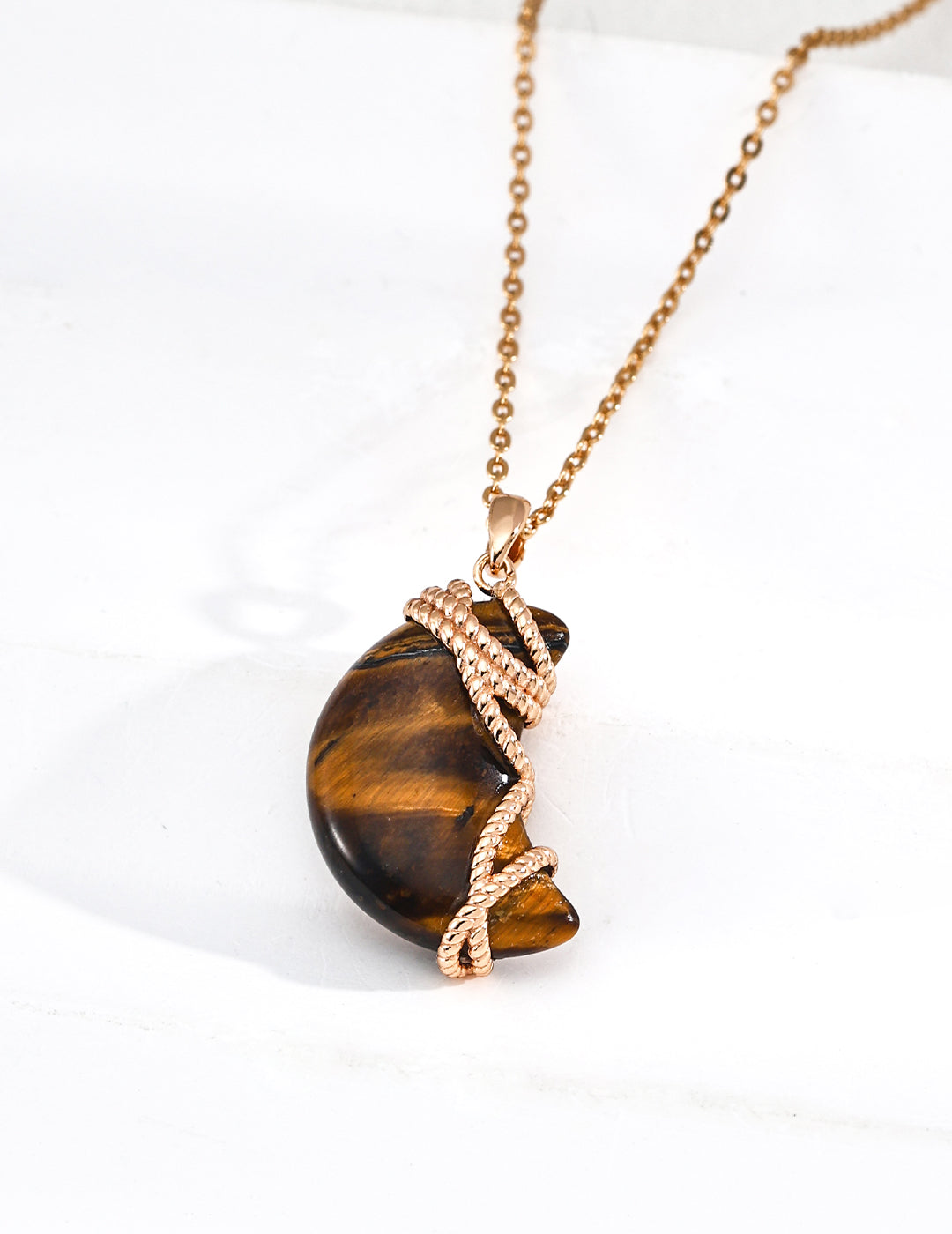 Woven Moonlight Tiger's Eye Necklace — 18K Gold Vermeil, tiger's eye | SENLORE