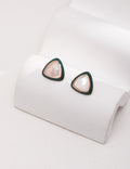 Green Triangle Mother-of-Pearl Earrings — 18K Gold Vermeil, white mother-of-pearl | SENLORE