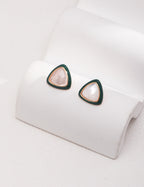 Green Triangle Mother-of-Pearl Earrings — 18K Gold Vermeil, white mother-of-pearl | SENLORE