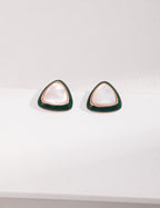 Green Triangle Mother-of-Pearl Earrings — 18K Gold Vermeil, white mother-of-pearl | SENLORE