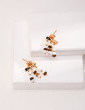 Tiger's Eye Tassel Earrings — 18K Gold Vermeil, tiger's eye, mother-of-pearl, natural freshwater pearl | SENLORE