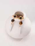 Tiger's Eye Long Baroque Earrings — 18K Gold Vermeil, tiger's eye, natural elongated baroque pearl | SENLORE