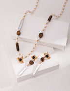 Tiger's Eye Long Baroque Earrings — 18K Gold Vermeil, tiger's eye, natural elongated baroque pearl | SENLORE