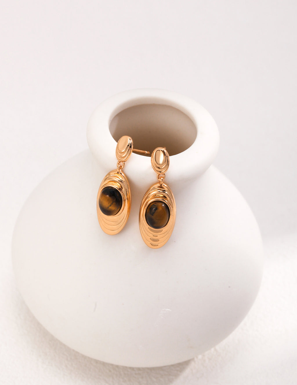 West Asian Tiger's Eye Earrings — 18K Gold Vermeil, tiger's eye | SENLORE