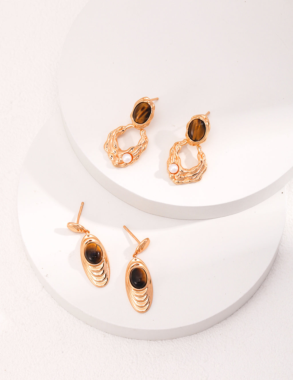 West Asian Tiger's Eye Earrings — 18K Gold Vermeil, tiger's eye | SENLORE