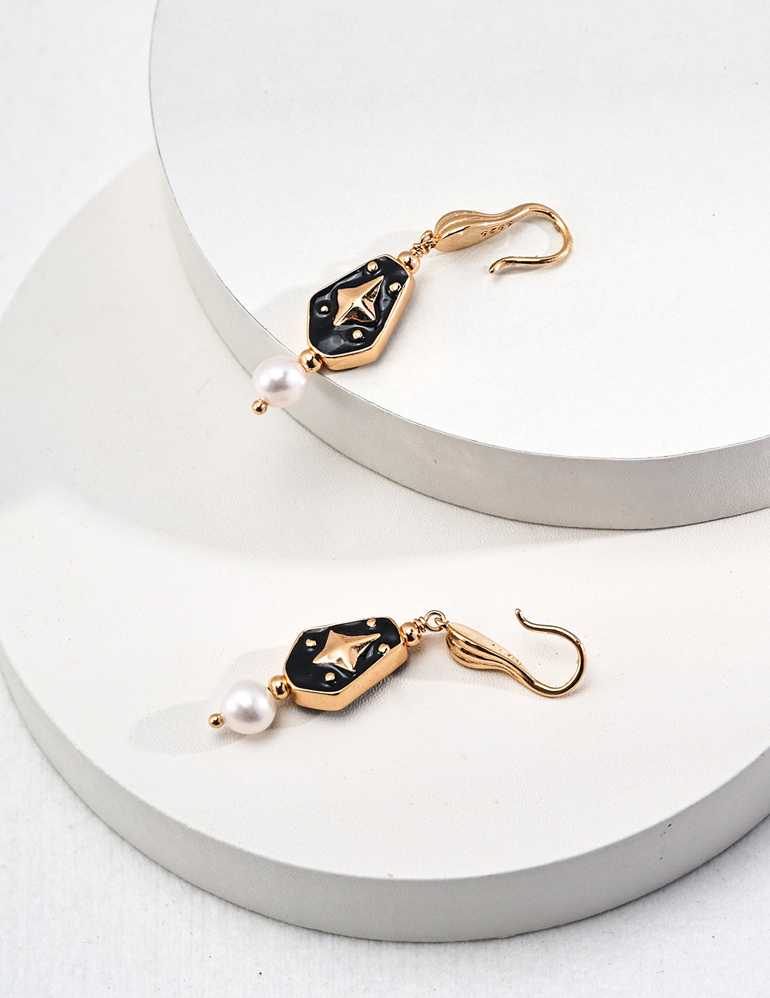 Enamel Pearl Earrings — 18K Gold Vermeil, natural freshwater pearl | SENLORE
