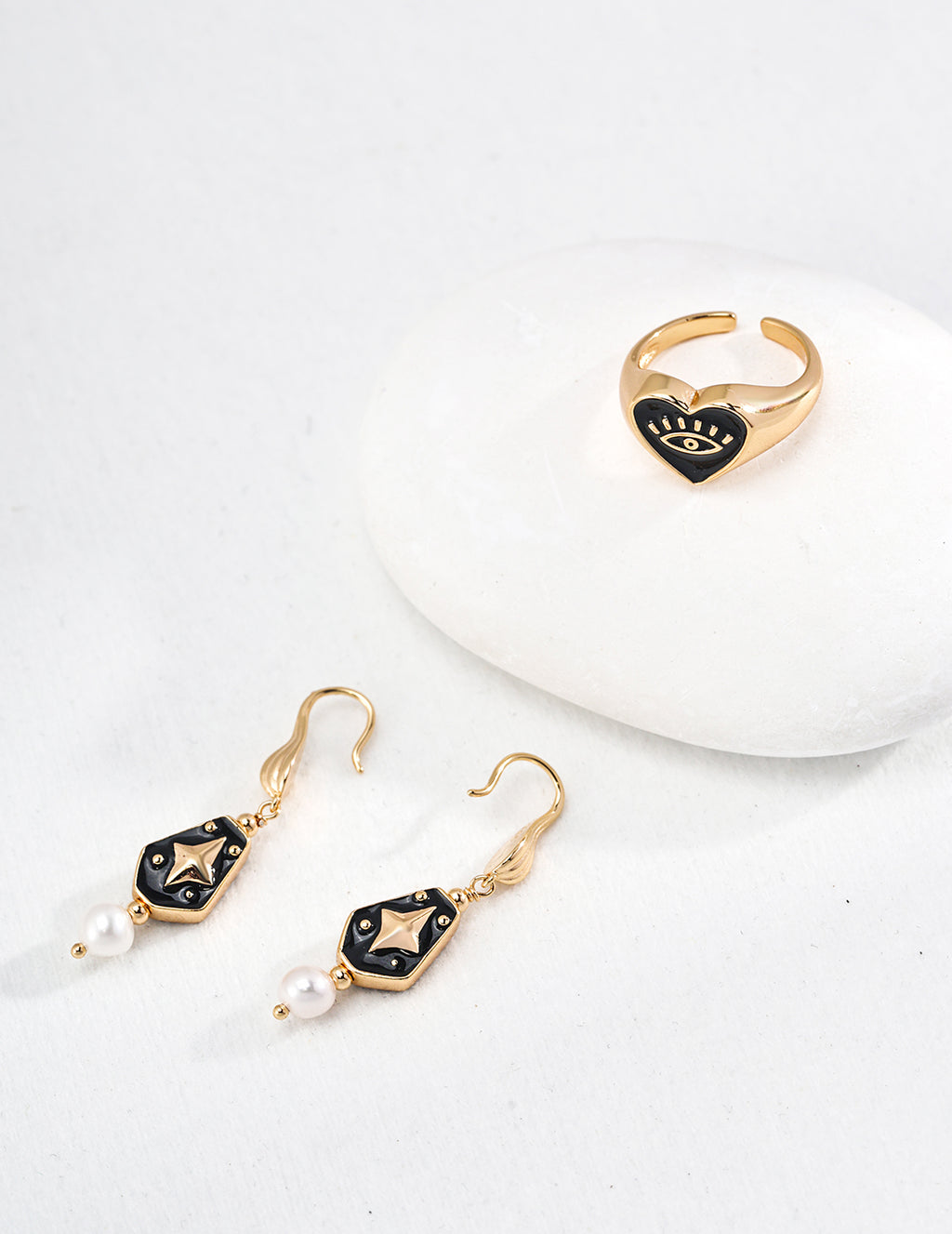 Enamel Pearl Earrings — 18K Gold Vermeil, natural freshwater pearl | SENLORE