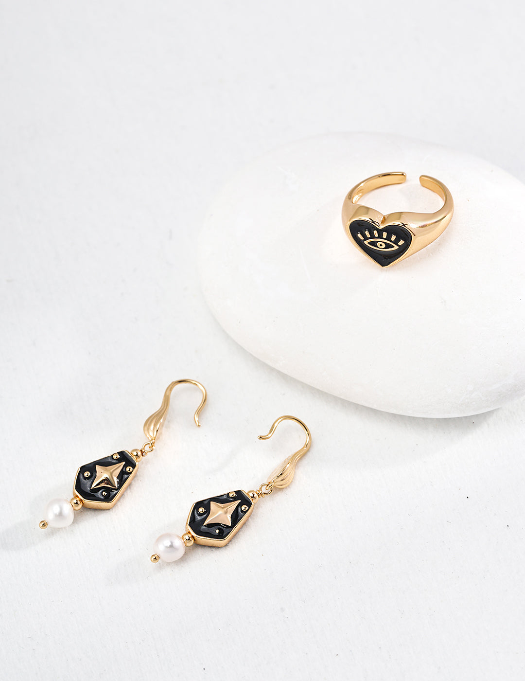 Enamel Pearl Earrings — 18K Gold Vermeil, natural freshwater pearl | SENLORE