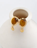 Simple Tiger's Eye Stud Earrings — 18K Gold Vermeil, tiger's eye | SENLORE