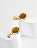 Simple Tiger's Eye Stud Earrings — 18K Gold Vermeil, tiger's eye | SENLORE