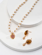 Simple Tiger's Eye Stud Earrings — 18K Gold Vermeil, tiger's eye | SENLORE