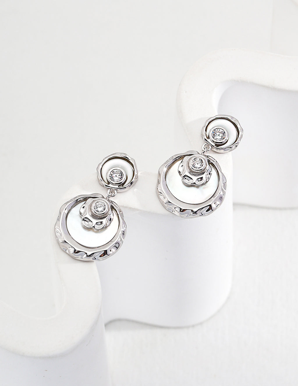 SENLORE Crescent Mother-of-Pearl Earrings – Lifestyle Shot