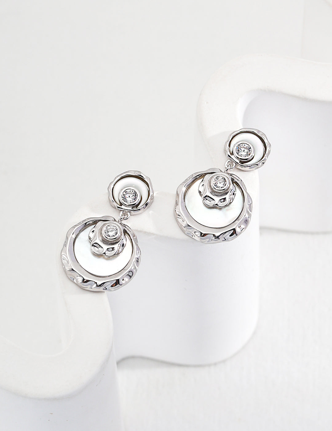 SENLORE Crescent Mother-of-Pearl Earrings – Lifestyle Shot
