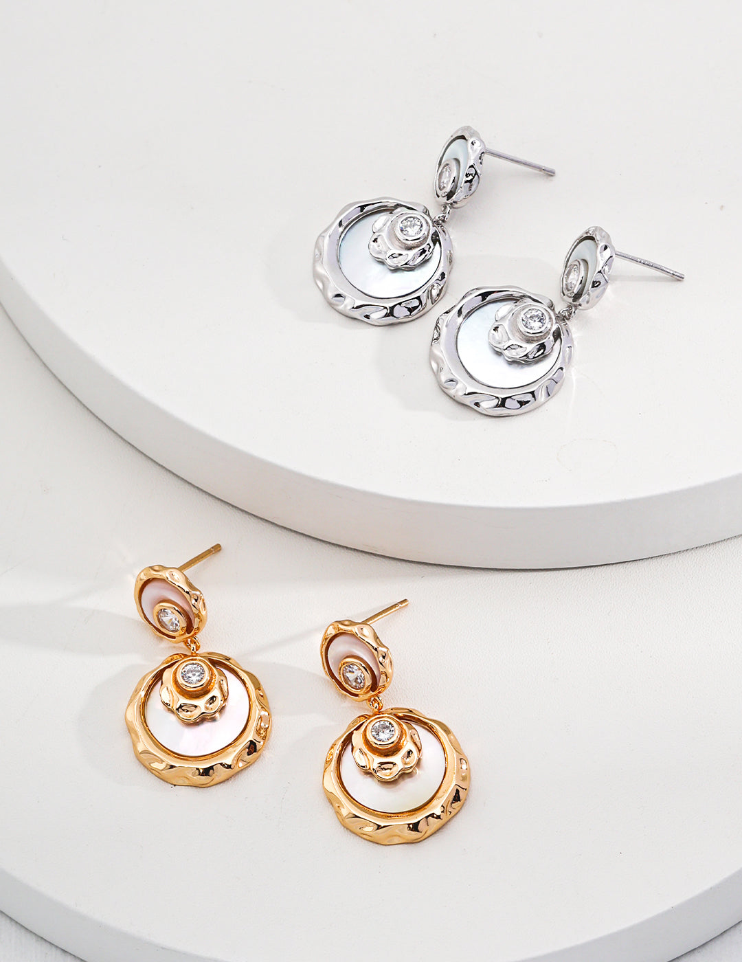 SENLORE Crescent Mother-of-Pearl Earrings – Lifestyle Shot