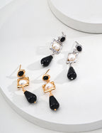 Pearl Black Agate Earrings — Sterling Silver, 18K Gold Vermeil, natural freshwater pearl, black agate | SENLORE