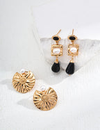 Pearl Black Agate Earrings — Sterling Silver, 18K Gold Vermeil, natural freshwater pearl, black agate | SENLORE