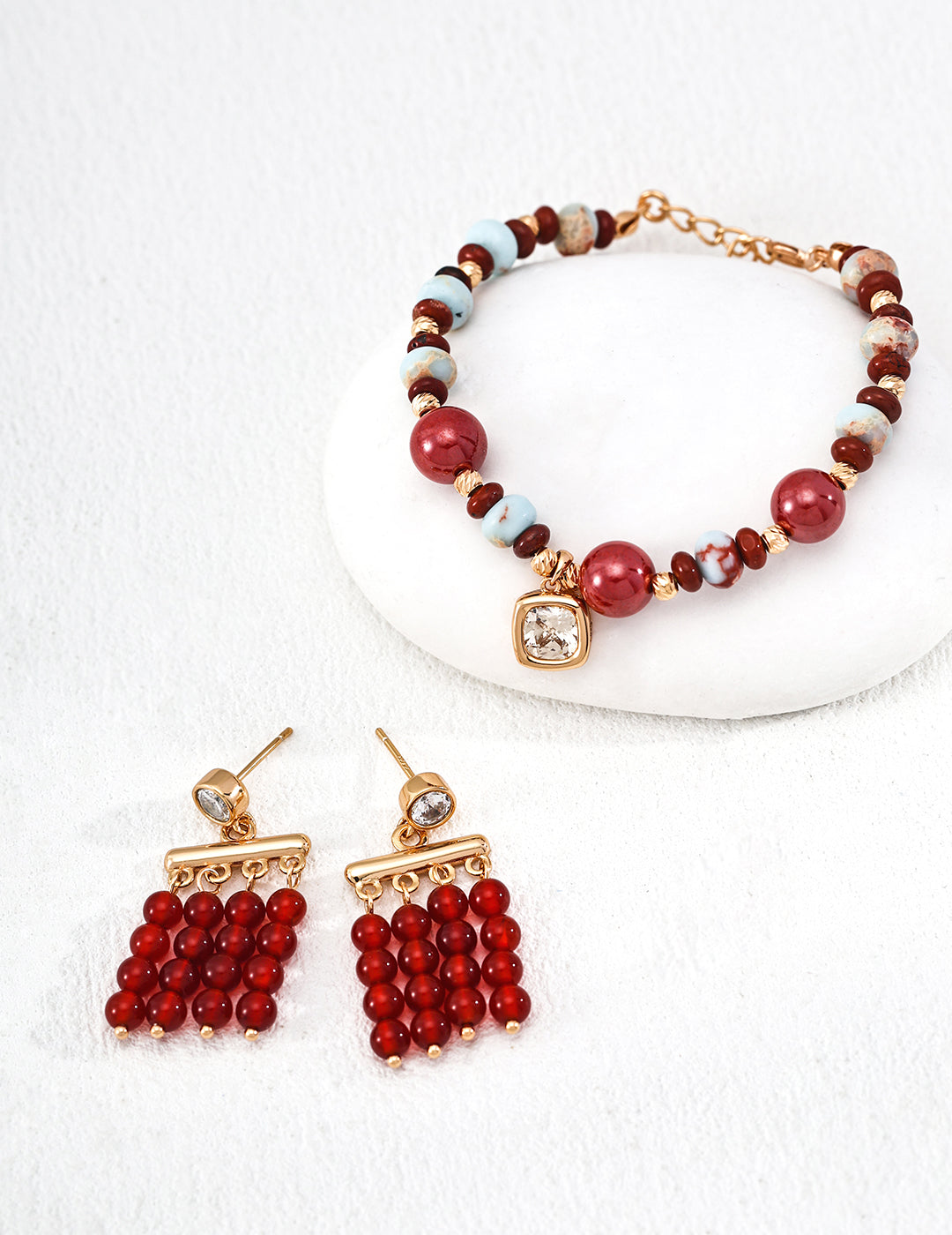 Red Agate Tassel Earrings — 18K Gold Vermeil, red agate | SENLORE