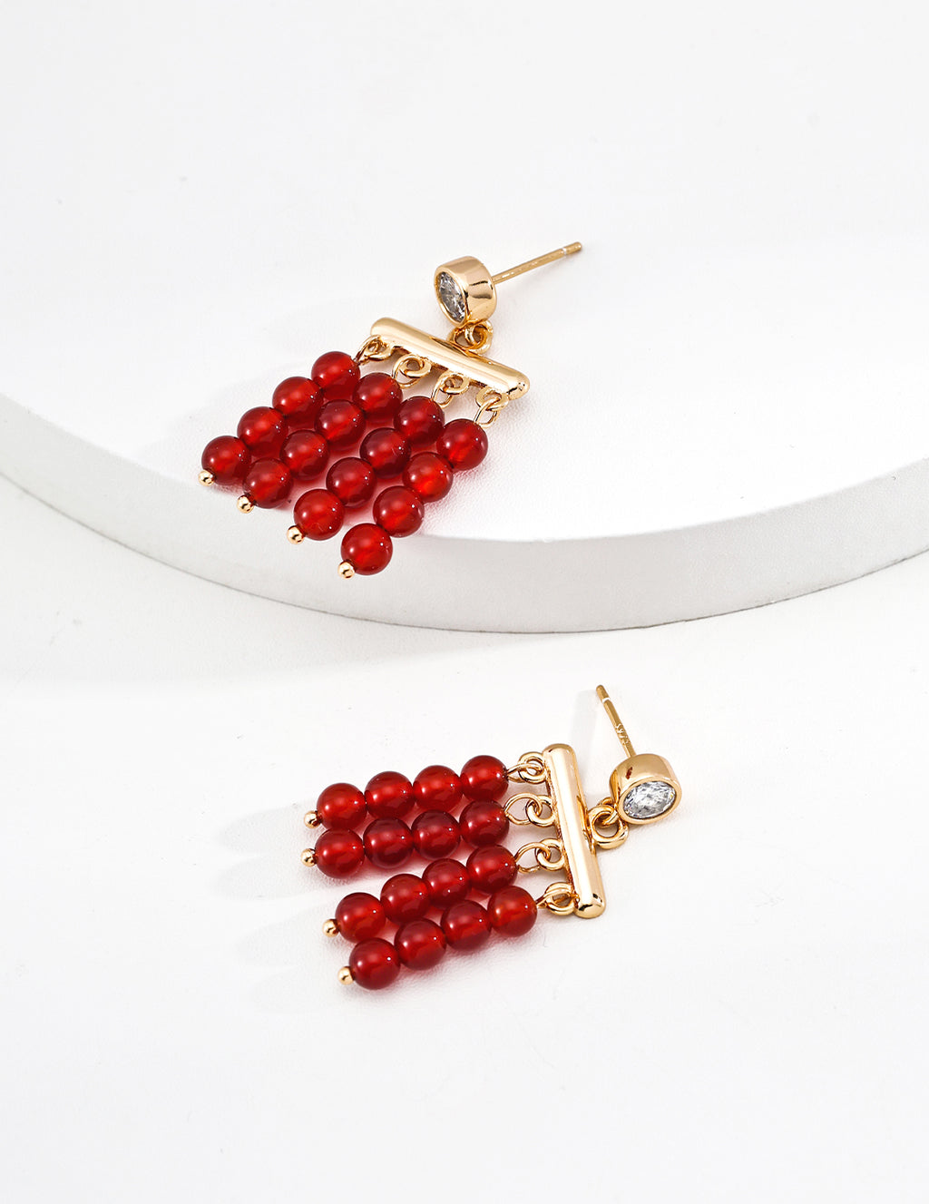 Red Agate Tassel Earrings — 18K Gold Vermeil, red agate | SENLORE