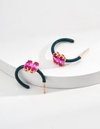 Color-Block Enamel Zircon Earrings — 18K Gold Vermeil, cubic zirconia | SENLORE