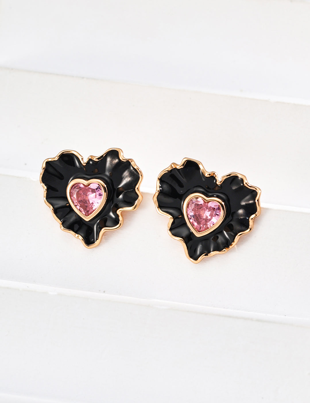 Heart Pink Zircon Earrings — Sterling Silver, 18K Gold Vermeil, cubic zirconia | SENLORE