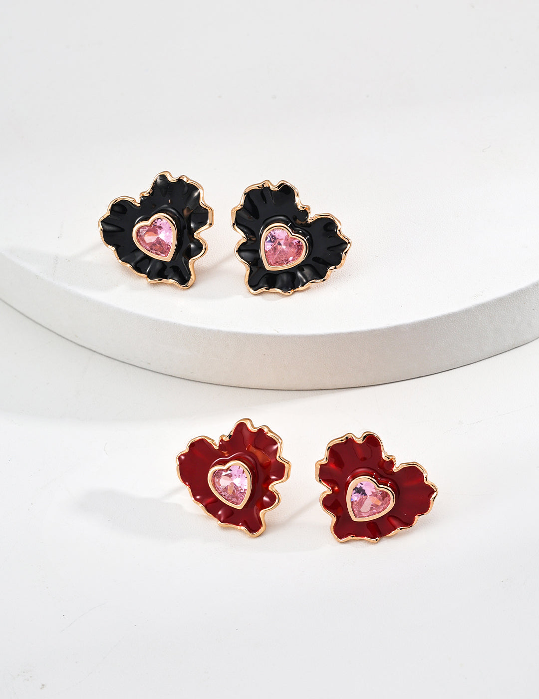 Heart Pink Zircon Earrings — Sterling Silver, 18K Gold Vermeil, cubic zirconia | SENLORE