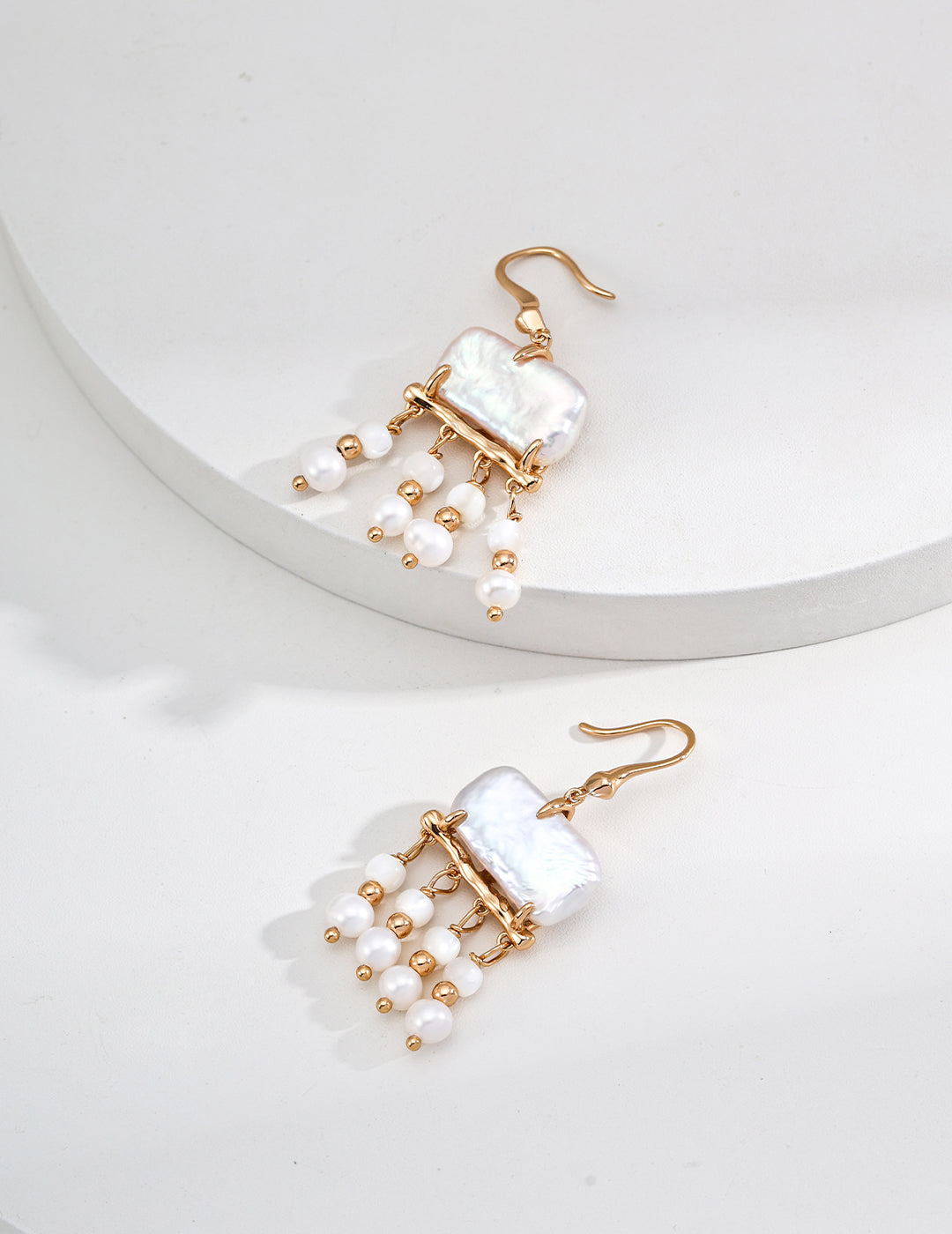 SENLORE Tassel Mother-of-Pearl Earrings – Side View