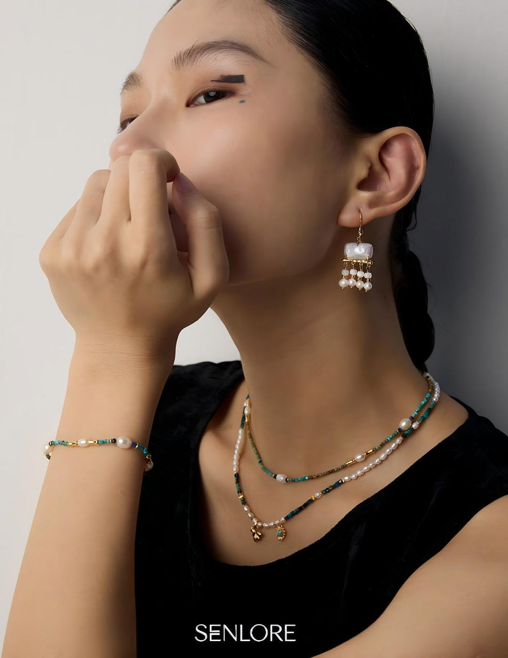 SENLORE Tassel Mother-of-Pearl Earrings – Lifestyle Shot