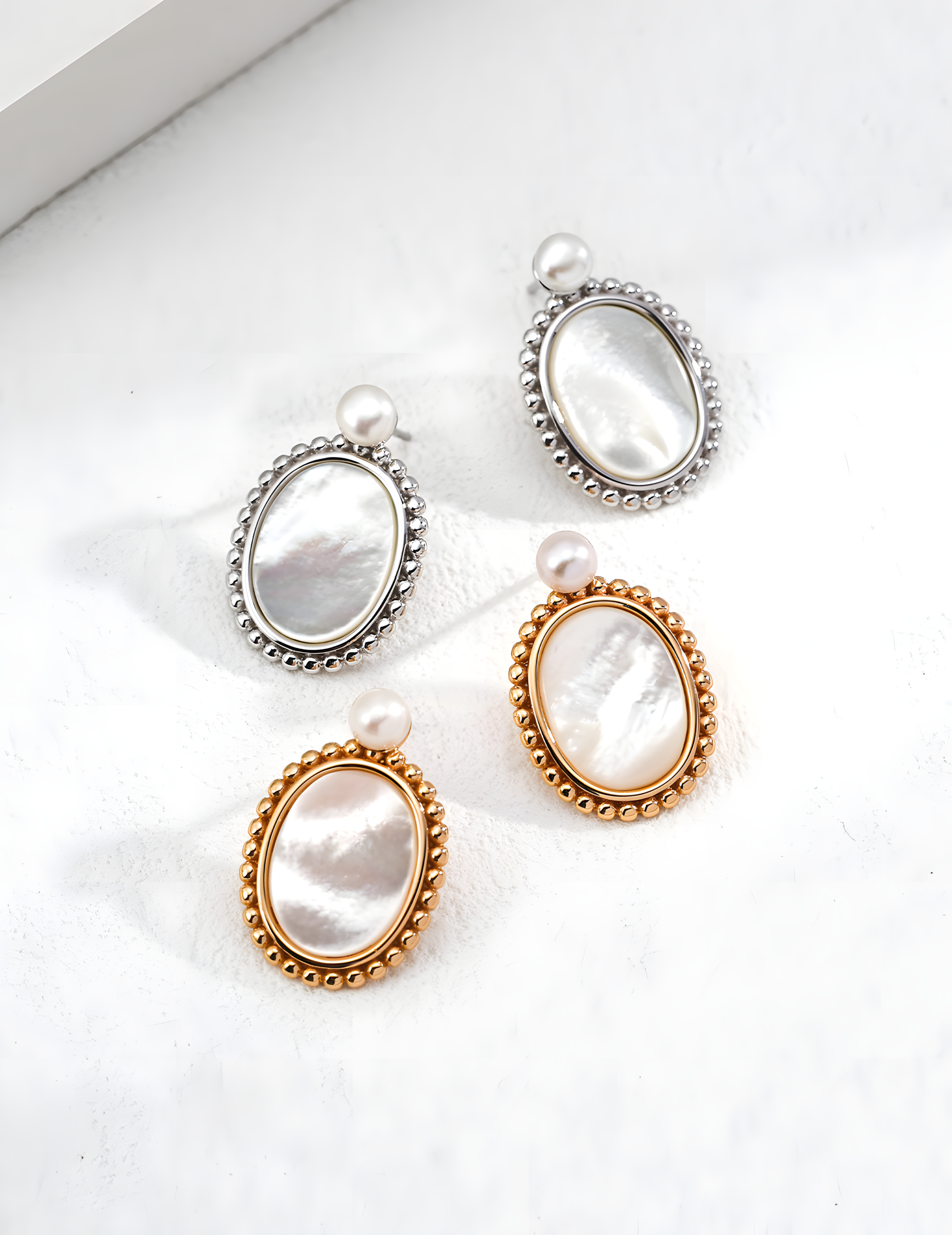 SENLORE Natural Mother-of-Pearl Earrings – Front View