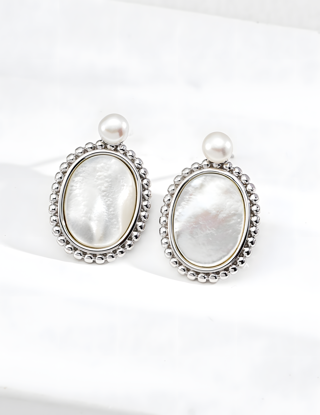 SENLORE Natural Mother-of-Pearl Earrings – Side View