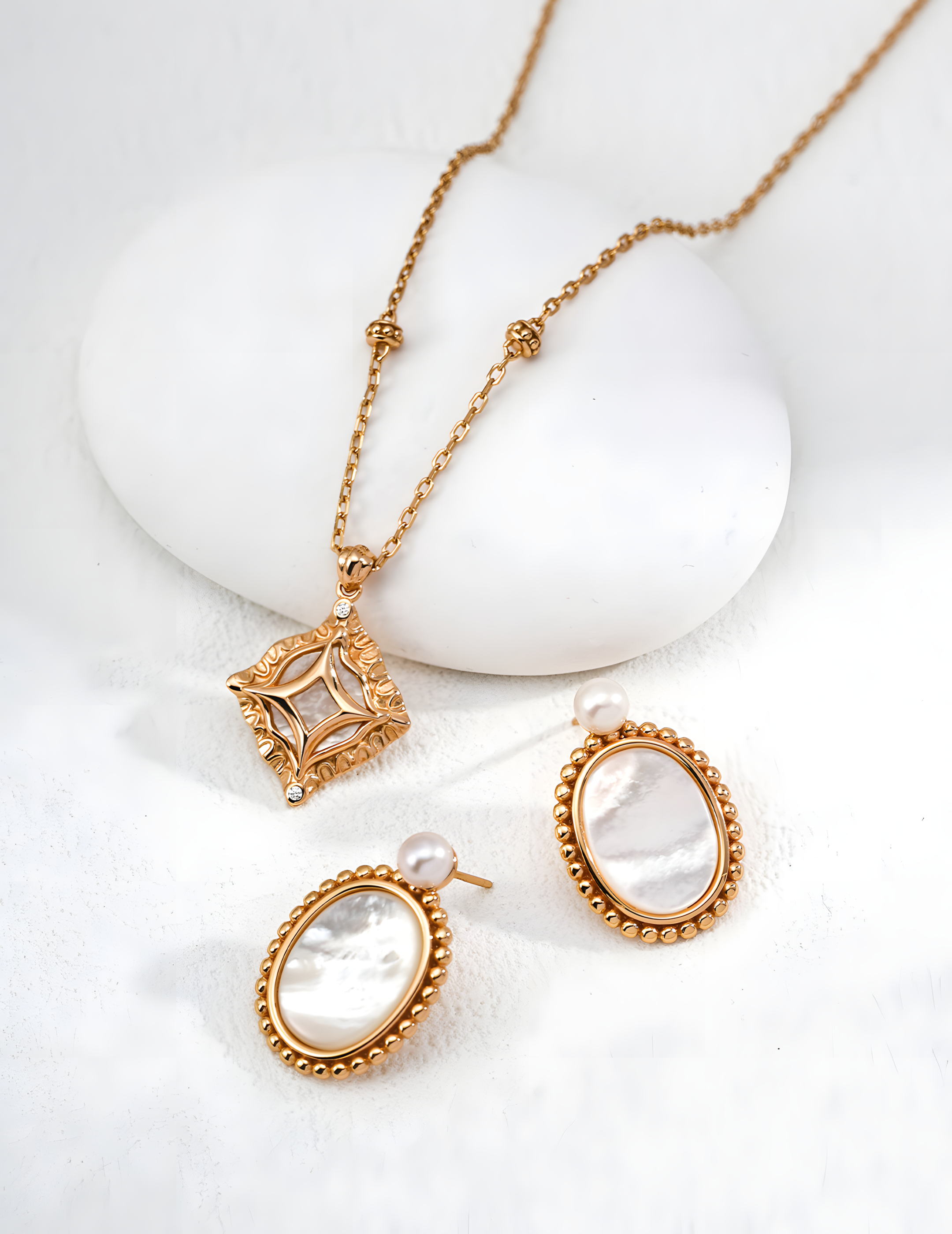SENLORE Natural Mother-of-Pearl Earrings – Lifestyle Shot