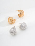 Hand-Carved Texture Earrings — Sterling Silver, 18K Gold Vermeil | SENLORE