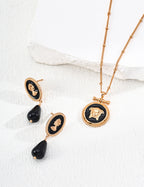SENLORE Vintage Black Earrings – Front View